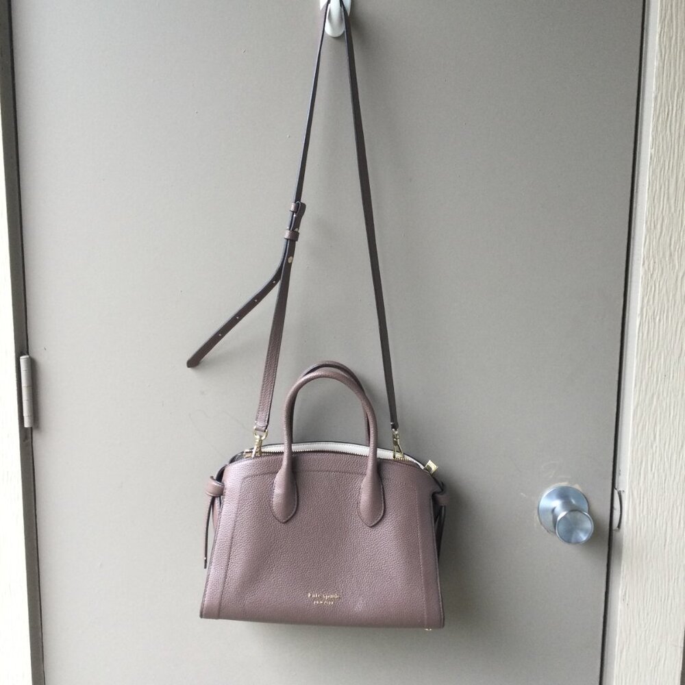Kate Spade Knott Medium Zip Top Satchel and Crossbody Strap in Tan